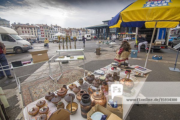 Bayonne in Aquitaine  on October 14  2016 in France. The flea market.