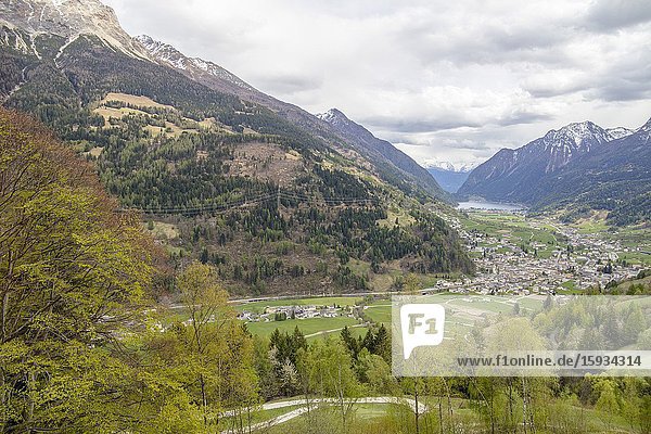 View of Switzerland landscape from the Bernina Express train on April 17 2017.