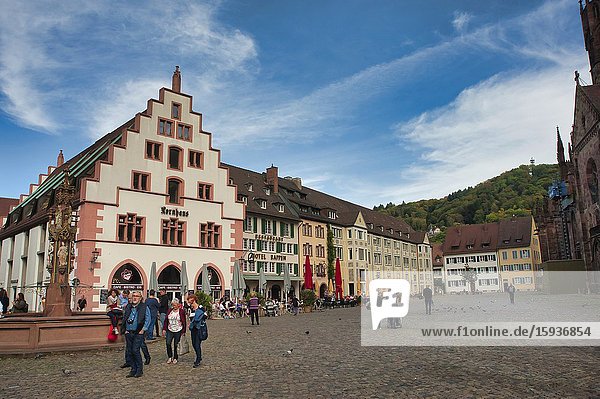 Cathedral Square Freiburg Baden-Wurttemberg Germany.