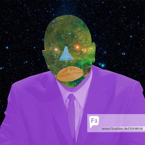 Head and Shoulders Portrait of Boss Man against Night Sky Animation