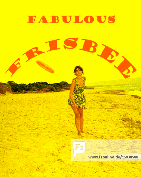 Frau wirft Frisbee am Strand 'Fabulous Frisbee',  3D-Stereo-Effekt