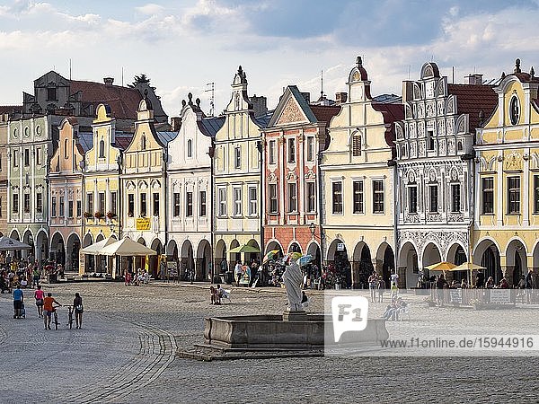 Historic houses on the market square  Old Town  Tel  Tel?  Moravia  Czech Republic  Europe