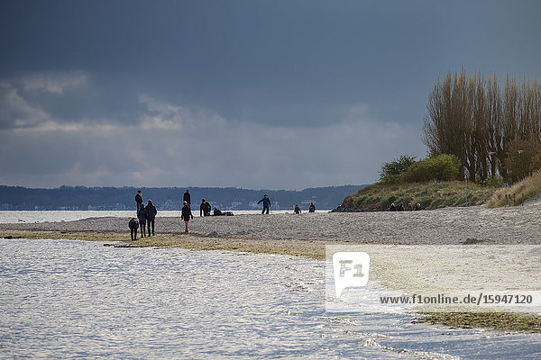 Touristen am Strand  Neustädter Bucht  Schleswig-Holstein  Deutschland  Europa