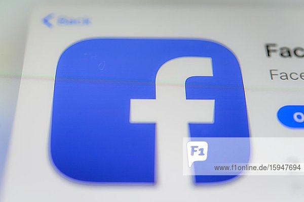 Facebook App Soziales Netzwerk App-Icon Bildschirmfoto Smartphone Detail formatfüllend