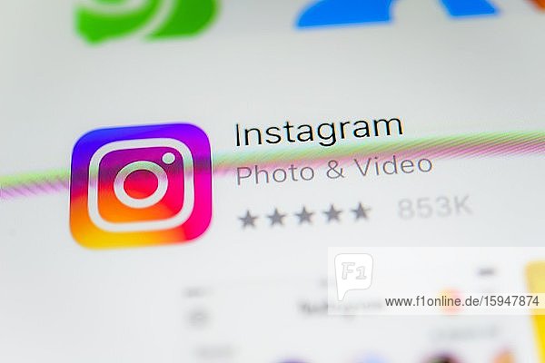 Instagram App Soziales Netzwerk App-Icon Bildschirmfoto Smartphone Detail formatfüllend