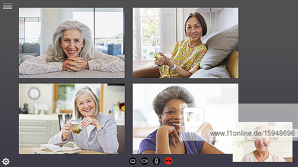 Senior women friends video conferencing during COVID-19 quarantine