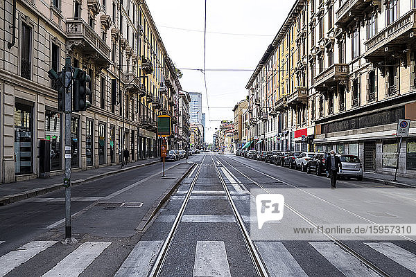 Italien  Mailand  Vitruvio-Straße während des COVID-19-Ausbruchs
