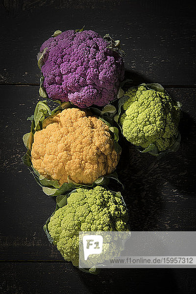 Studioaufnahme von farbenfrohem Blumenkohl