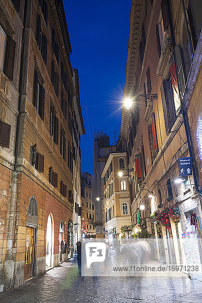 Via Del Pantheon at night  Rome  Lazio  Italy  Europe