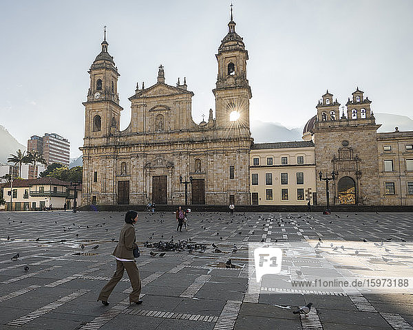 Außenansicht der Nationalkathedrale  Bolivar-Platz  La Candelaria  Bogota  Cundinamarca  Kolumbien  Südamerika