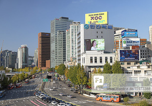 Skyscrapers and traffic  Seoul  South Korea  Asia
