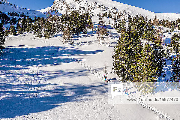 Österreich  Kärnten  Reichenau  Nockberge  Falkert  Menschen beim Skitourengehen an einem sonnigen Tag
