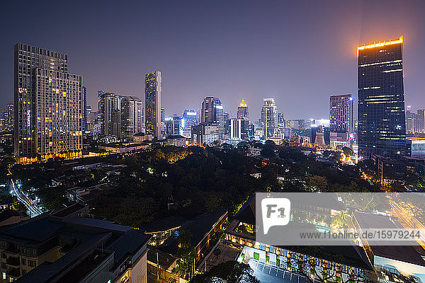 Thailand  Bangkok  Illuminated city downtown at night