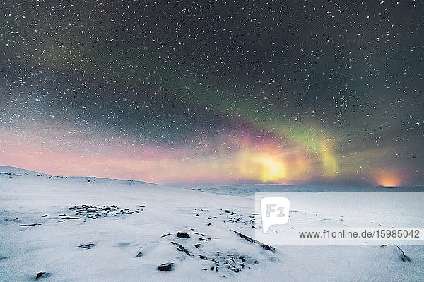 Starry sky with northern lights Lebesby Norway