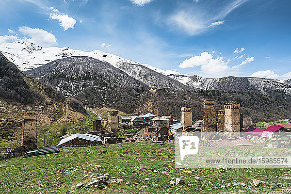 Georgia  Svaneti  Ushguli  Towers of medieval mountain village