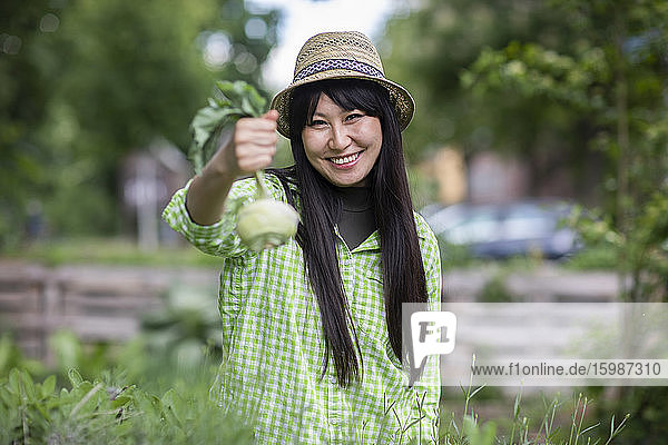Woman in urban gardening
