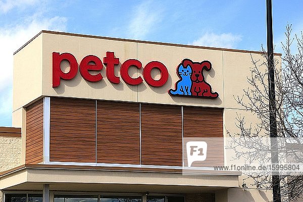 Petco store showing entrance and logo  northern Idaho.