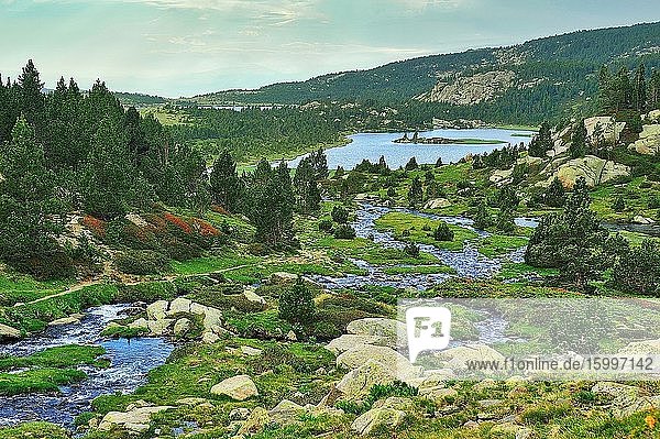 The Catalan Pyrenees Regional Natural Park in the French Pyrenees. Angoustrine-Villeneuve-des-Escaldes town Pyr?n?es-Orientales department France