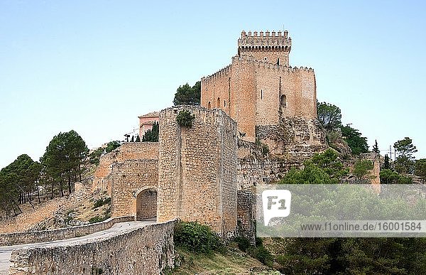 Alarcon  castle and town on a River Jucar meander. Cuenca province  Castilla-La Mancha  Spain.