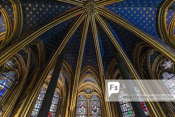 Vault interior view lower chapel Sainte-Chapelle Île de la Cite Paris France Europe