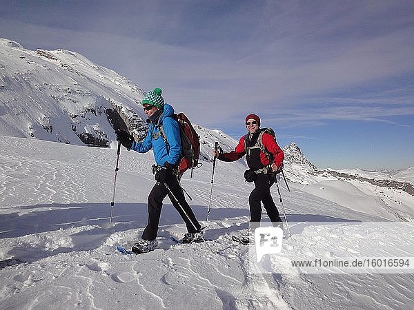 Snowshoe hike  Alps  South Tyrol