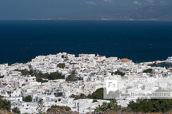Stadtansicht  Mykonos  Küste  Ägäis  Kykladen  Griechenland  Europa
