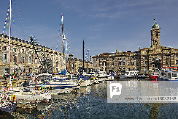 Royal William Yard  once a Royal Navy dockyard  now a place of yachts and restaurants  Plymouth  Devon  England  United Kingdom  Europe