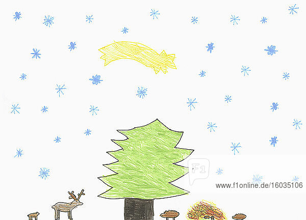 Kinder zeichnen Schiessbeginn über Baum- und Waldtiere