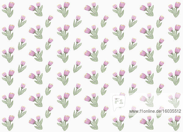 Violettes Blumenmuster auf weißem Hintergrund