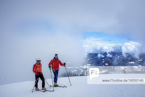 Men during ski tour  Hochkoenig mountain  Salzburger Land  Austria