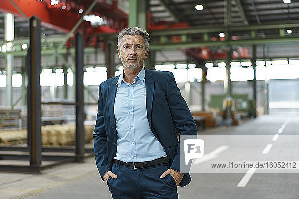 Portrait of a confident mature businessman in a factory