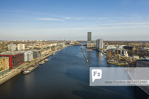 Germany  Berlin  Aerial view of Spree river canal
