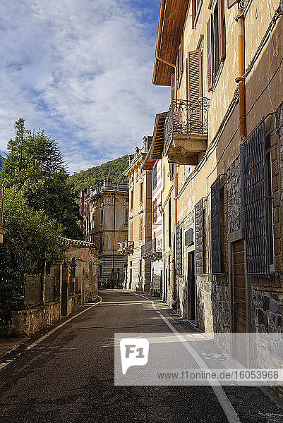 Italy  Lombardy  Riva di Solto  Old houses and narrow alley