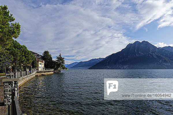 Italy  Lombardy  Riva di Solto  Lake Iseo and mountain