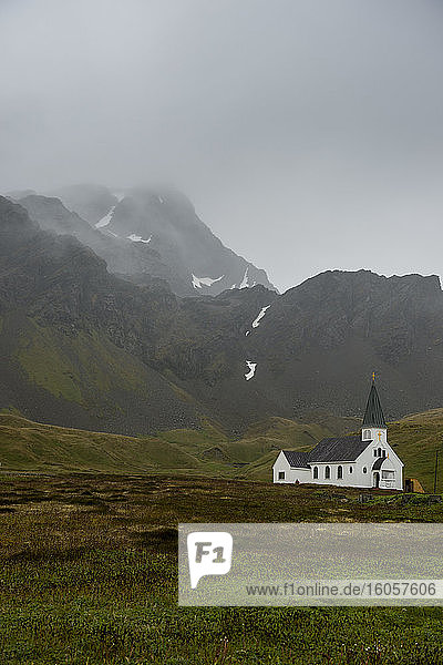 UK  South Georgia and South Sandwich Islands  Grytviken  Remote church in Antarctica
