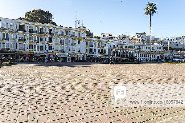 Morocco  Tanger-Tetouan-Al Hoceima  Tangier  Town square in front of Colonial buildings