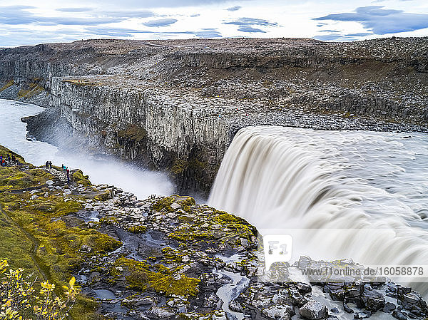 Dettifoss waterfall  in Vatnajokull National Park  is reputed to be the second most powerful waterfall in Europe after the Rhine Falls; Nordurthing  Northeastern Region  Iceland