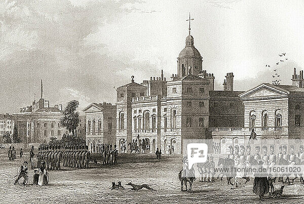Horse Guards  City of Westminster  London  England  19th century. From The History of London: Illustrated by Views in London and Westminster  published c.1838.
