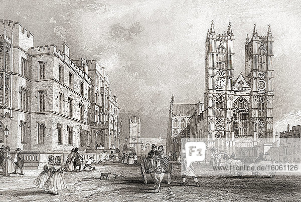 Westminster Hospital and Abbey Church  City of Westminster  London  England  19th century. From The History of London: Illustrated by Views in London and Westminster  published c.1838.