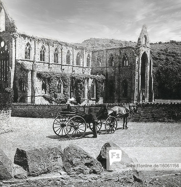 Tintern Abbey mit Pferd und Wagen