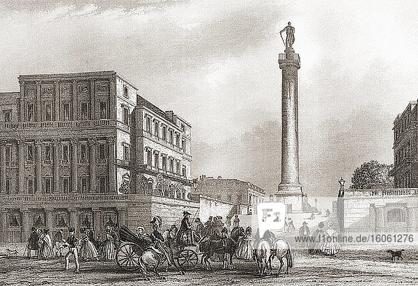The Duke of York Column  London  England  19th century. From The History of London: Illustrated by Views in London and Westminster  published c.1838.