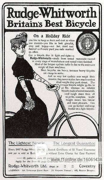 Advertisement for Rudge-Whitworth Cycles. From The Business Encyclopaedia and Legal Adviser  published 1907.