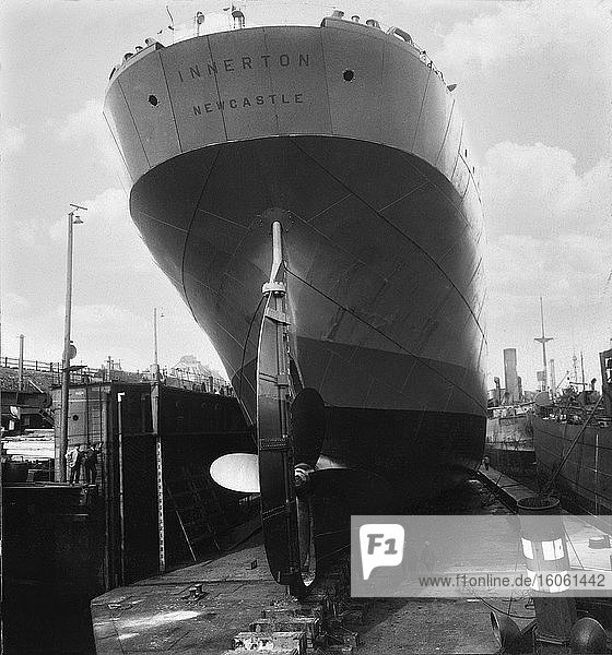 ship in dry dock being built in Newcastle upon Tyne. The Innerton