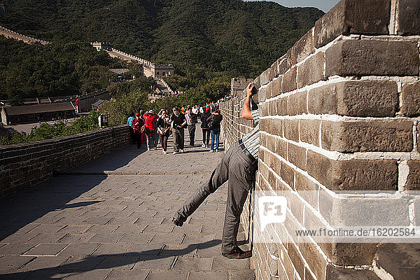 People walking on Great Wall of China