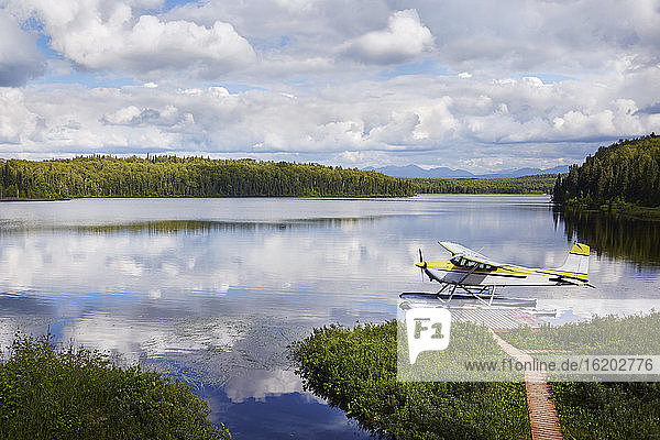 Floatplane by lake  Talkeetna  Alaska  USA