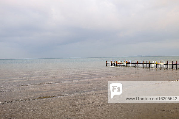 View of sea and pier, Kep, Cambodia