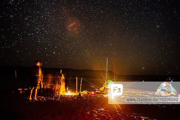 Camping at Tsiribihina River at night  Madagascar  Africa