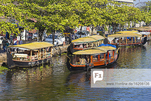 Shikara-Boote  Backwaters  Alappuzha (Alleppey)  Kerala  Indien  Asien