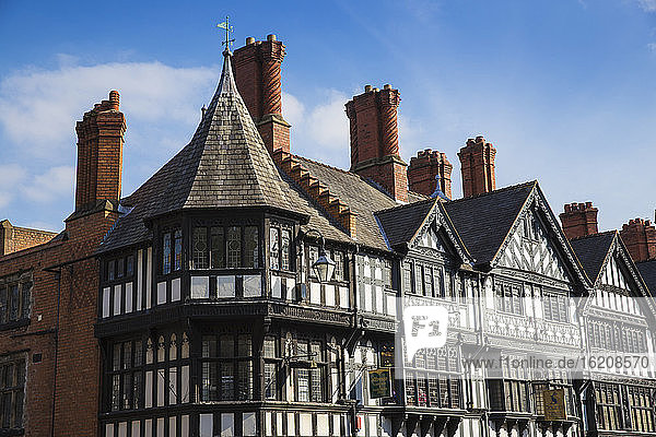 Tudor-Gebäude im Stadtzentrum  Chester  Cheshire  England  Vereinigtes Königreich  Europa
