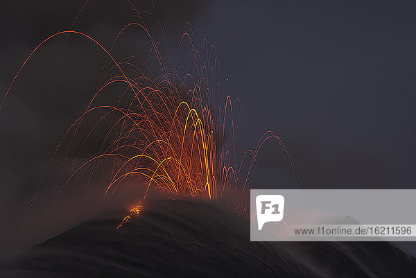 Italy, View of Lava erupting from Mount Etna